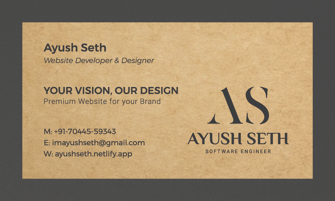 ayush seth website card back