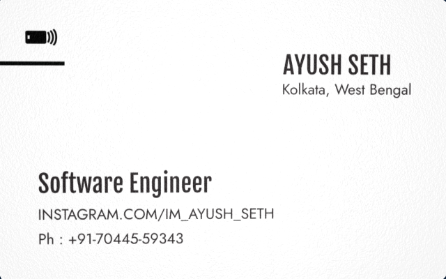 ayush seth website card back